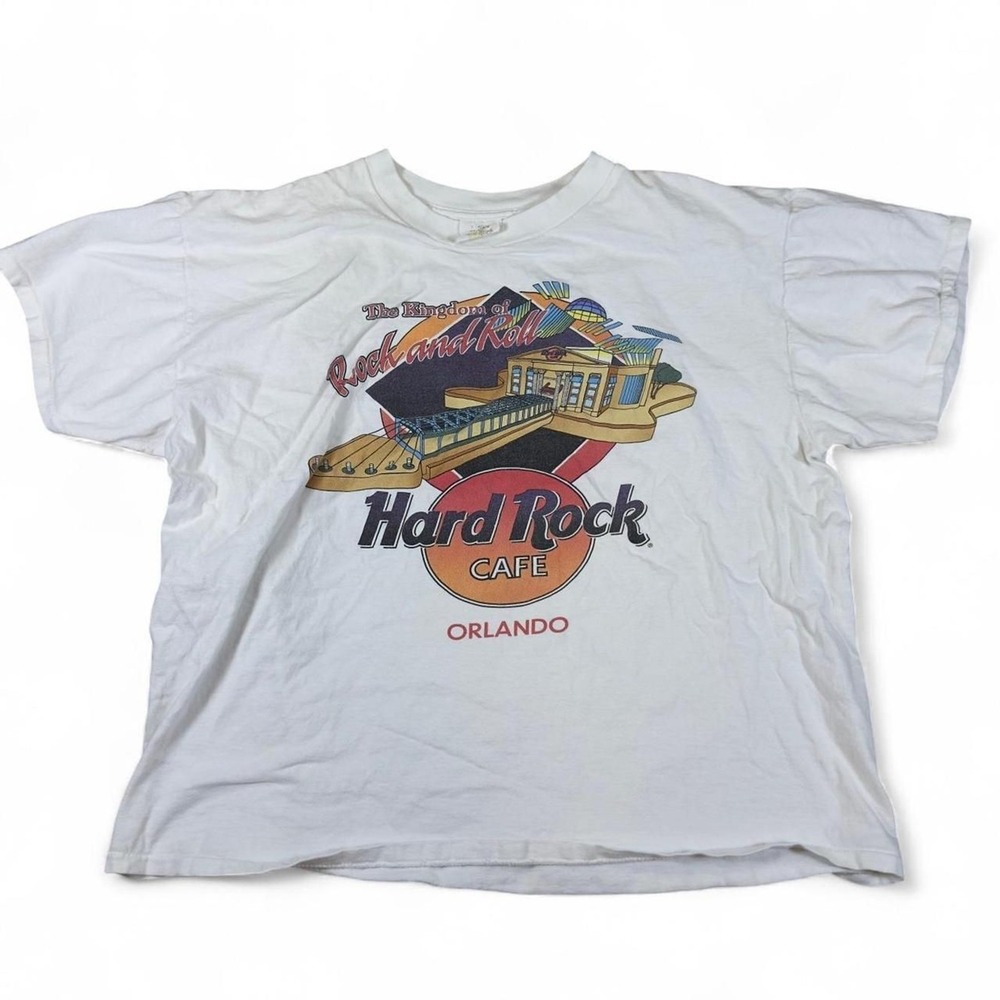 Vintage Hard Rock Cafe Orlando T-Shirt Men XL White Kingdom of Rock and Roll 90s
